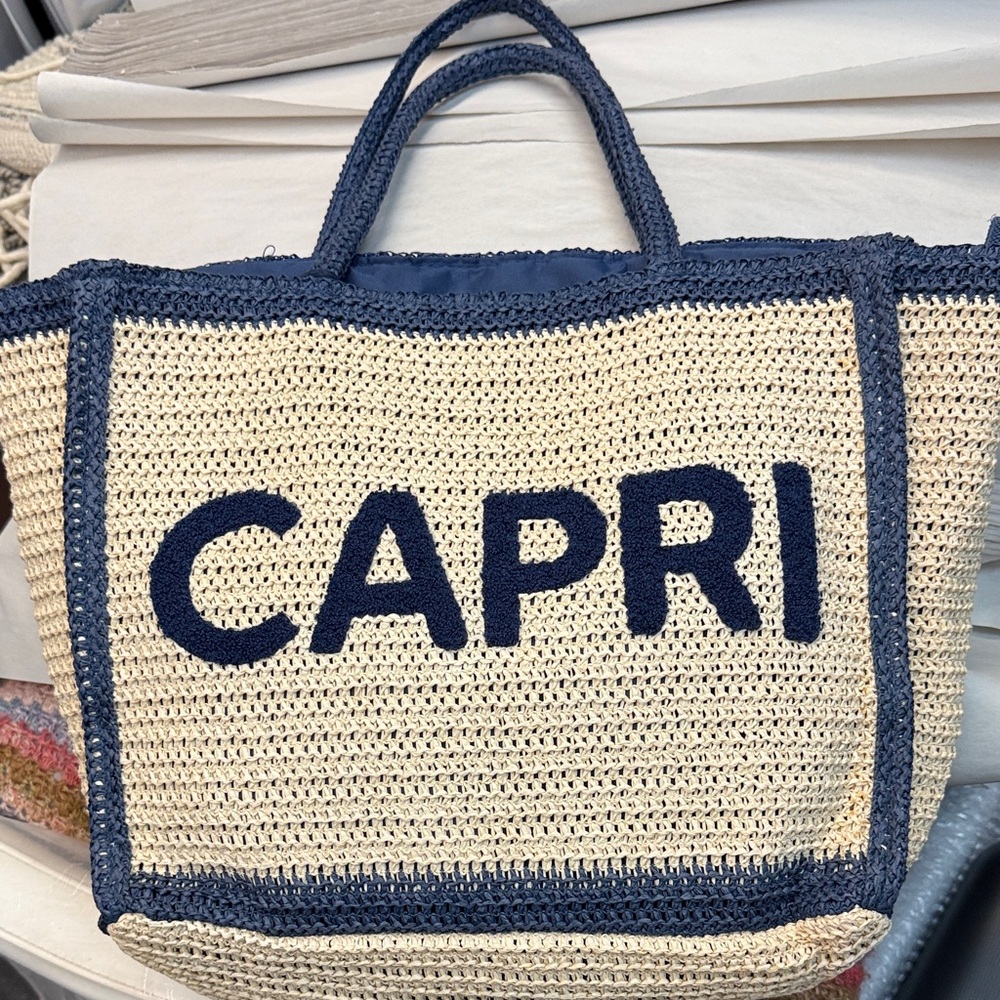 Capri Blue and Cream Women's Tote Bag